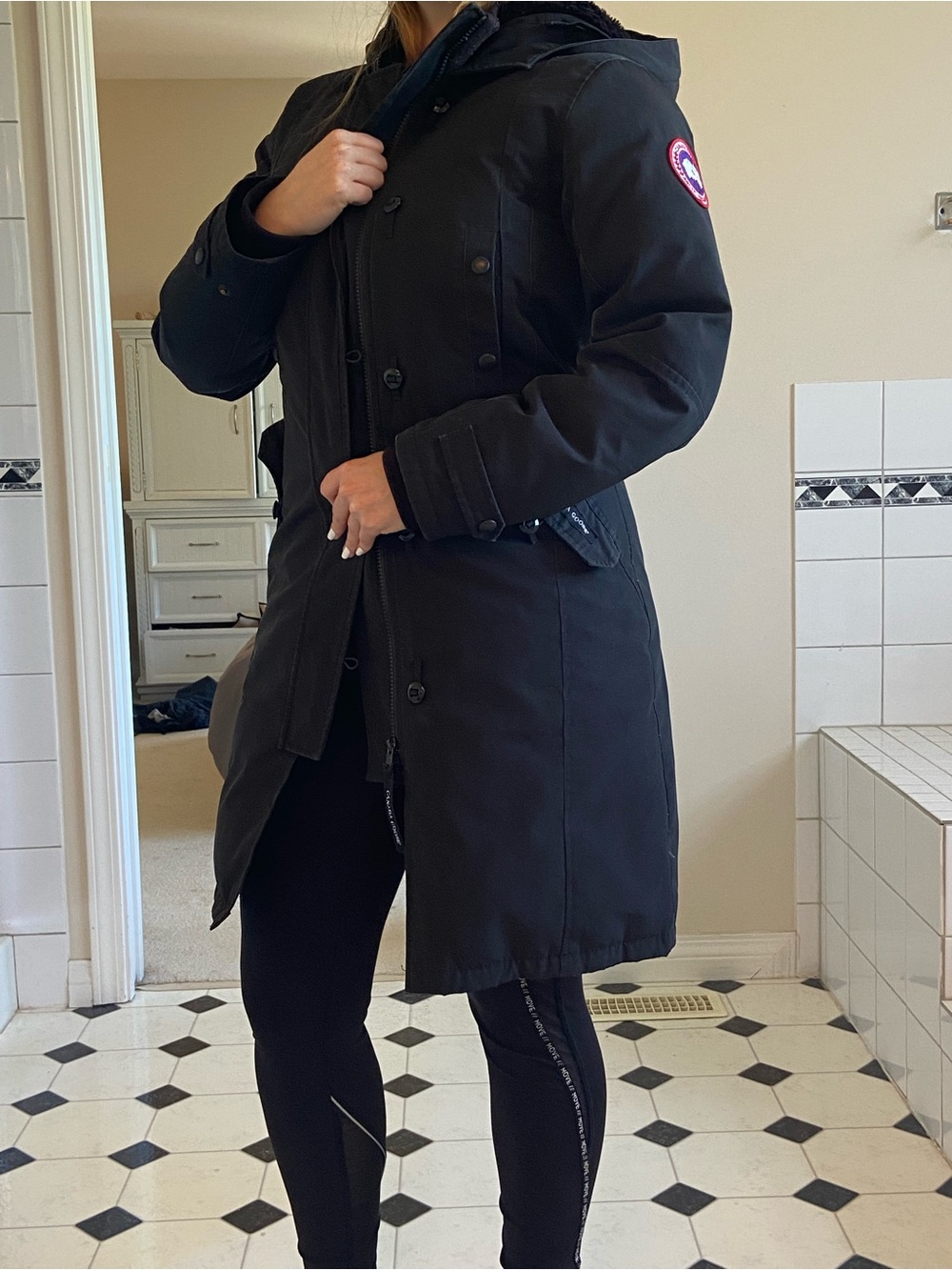 Canada Goose Black Long Women's Puffer Parka with Hood